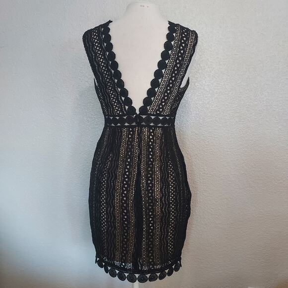 NEW Lush Black w/Tan Lining Eyelet Sleeveless Cocktail Dress Size L - Picture 8 of 14